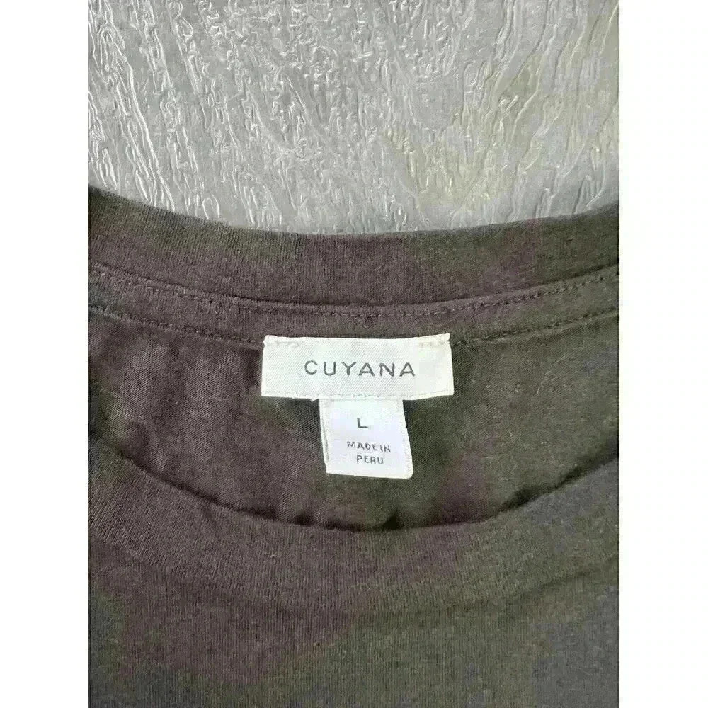 CUYANA Women's Short Sleeve 100% Organic PIMA Cotton Cropped Tee Sz Large Black - Picture 8 of 11